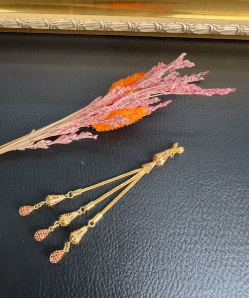 Diamond Model Altın Yaldız Kaplama Gümüş Püskül