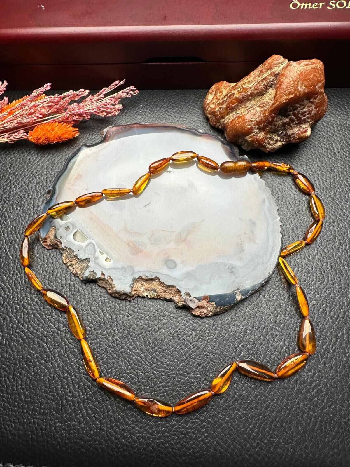 Damla Kehribar Yetişkin Kolye