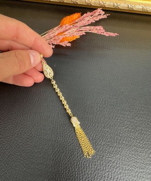 Diamond Model Altın Yaldız Kaplama Gümüş Püskül