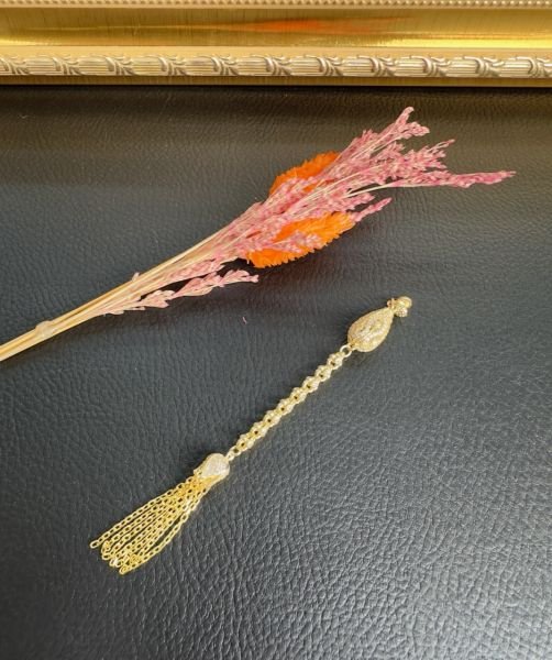 Diamond Model Altın Yaldız Kaplama Gümüş Püskül