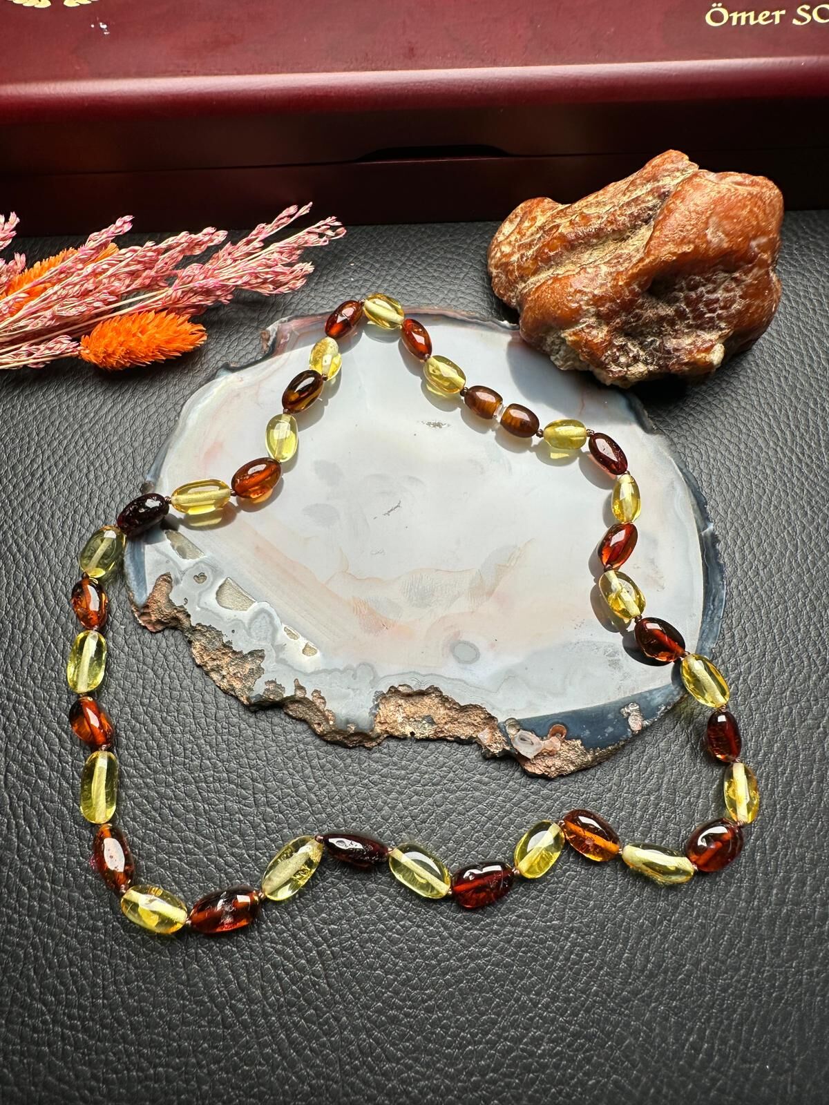 Damla Kehribar Yetişkin Kolye