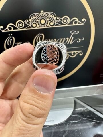 Mistik Topaz Taşlı Gümüş Erkek Yüzük