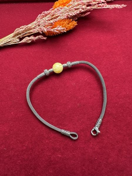 Damla Kehribar Habbeli Kazaz Bileklik