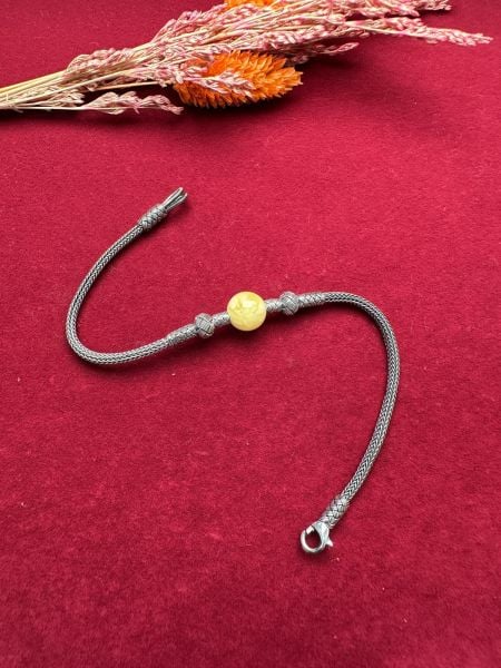 Damla Kehribar Habbeli Kazaz Bileklik