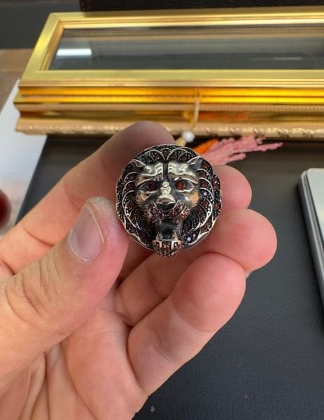 Aslan Kafası Gümüş Yüzük