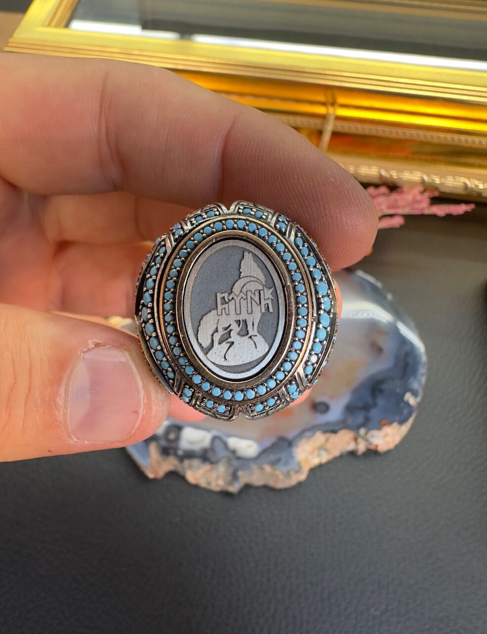 Bozkurt Tasarım Firuze Taşlı Gümüş Yüzük