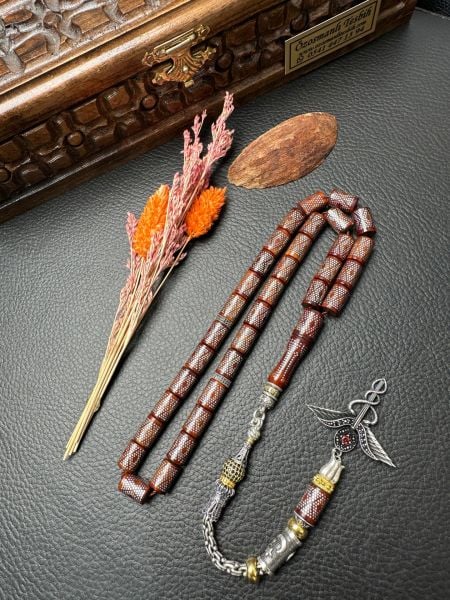 Kesme Model Gümüş İşlemeli Kuka Tesbih