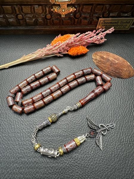 Kesme Model Gümüş İşlemeli Kuka Tesbih