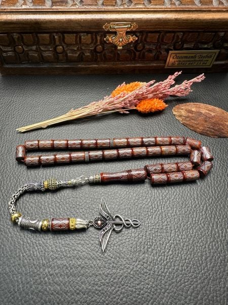 Kesme Model Gümüş İşlemeli Kuka Tesbih