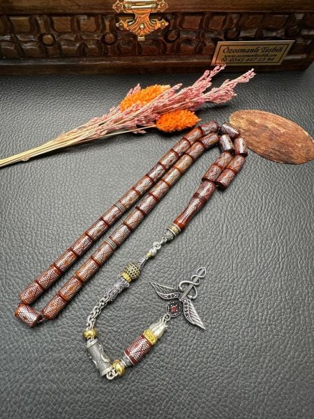 Kesme Model Gümüş İşlemeli Kuka Tesbih