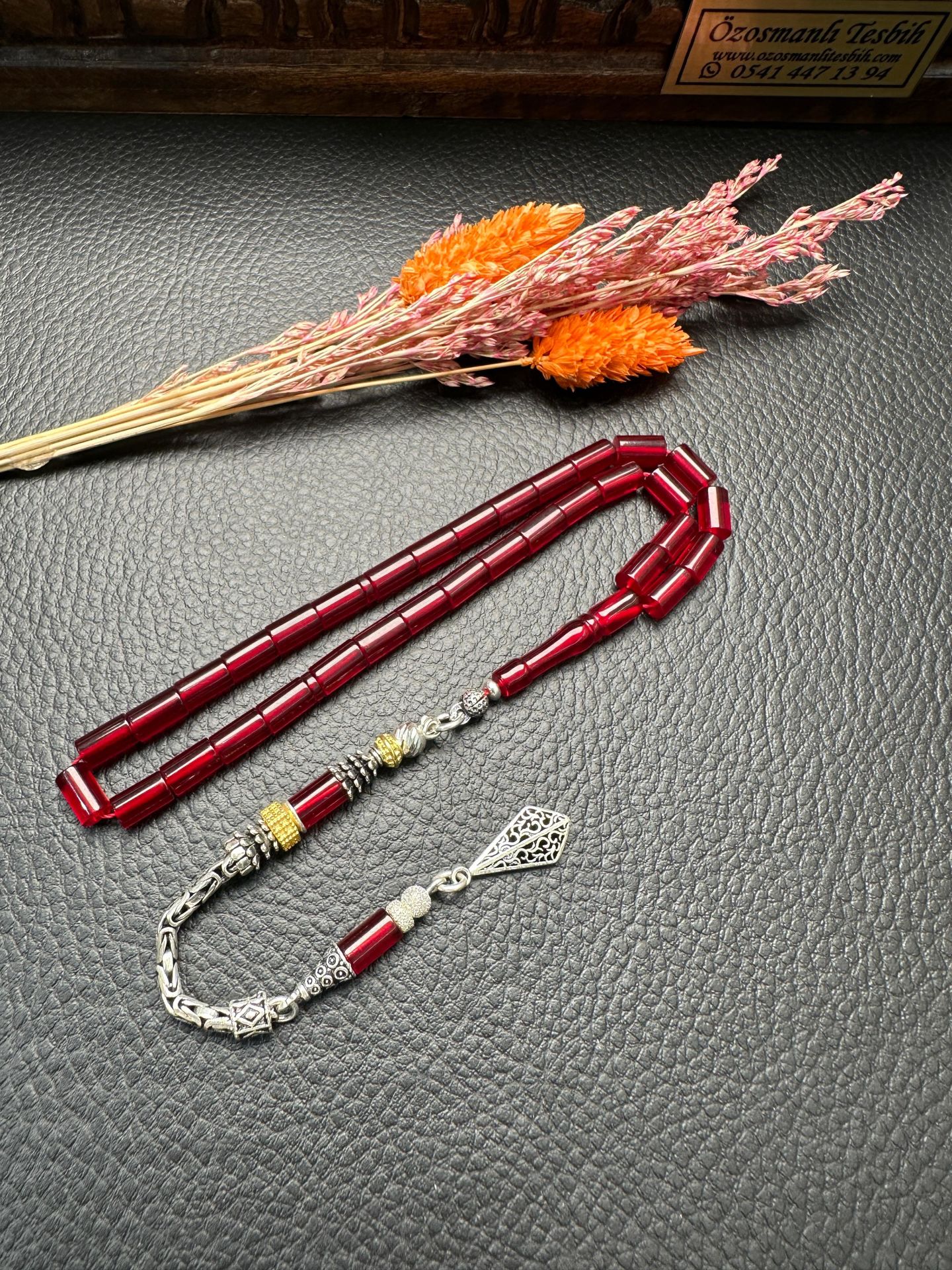 Kesme Model Dörtparmak Ateş Kehribar Tesbih