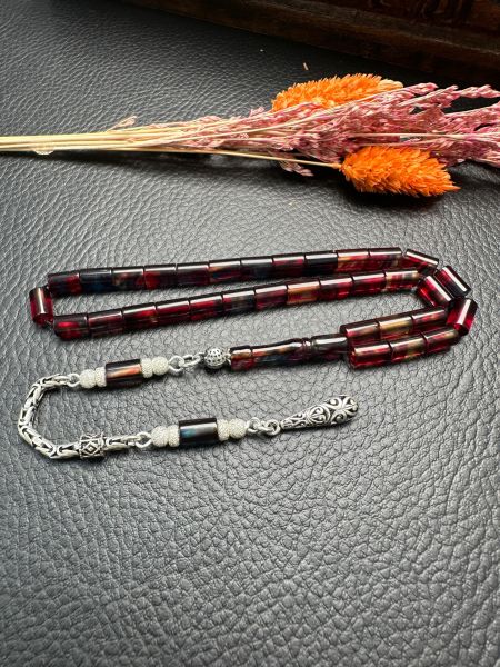 Kesme Model Dörtparmak Ateş Kehribar Tesbih