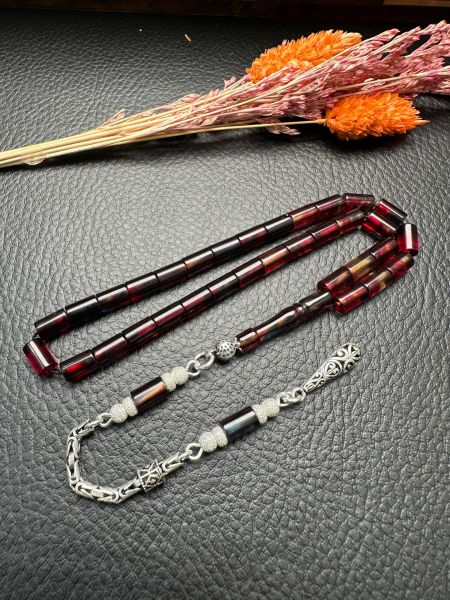 Kesme Model Dörtparmak Ateş Kehribar Tesbih