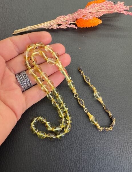 Beyzi Model Şeffaf Baltık Damla Kehribar Tesbih