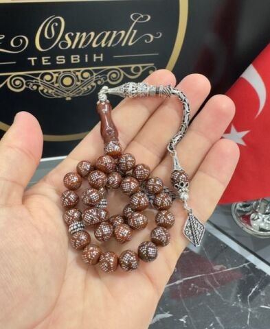 Küre Model Gümüş İşlemeli Kuka Tesbih