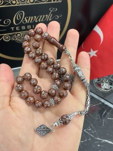 Küre Model Gümüş İşlemeli Kuka Tesbih