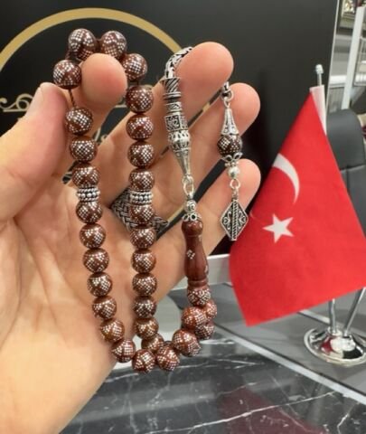 Küre Model Gümüş İşlemeli Kuka Tesbih
