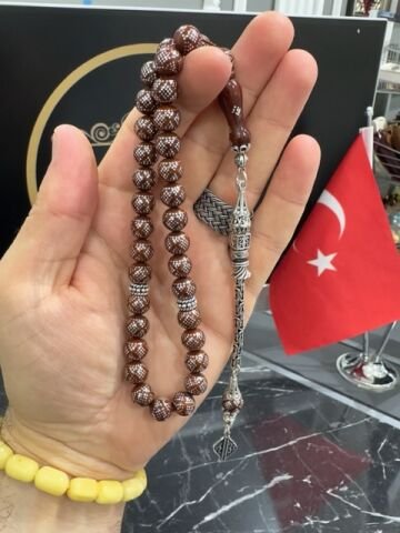 Küre Model Gümüş İşlemeli Kuka Tesbih