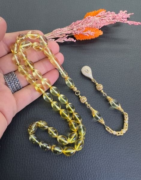 Beyzi Model Şeffaf Baltık Damla Kehribar Tesbih