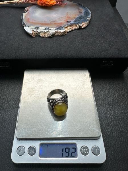 Damla Kehribar Gümüş Yüzük