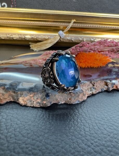 Aqua Marine Taşlı Gümüş Yüzük