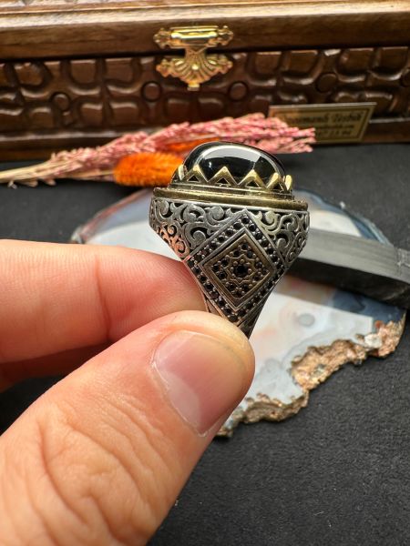 Özel Tasarım Erzurum Oltu Taşlı Gümüş Yüzük