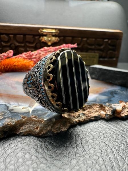 Özel Tasarım Erzurum Oltu Taşlı Gümüş Yüzük