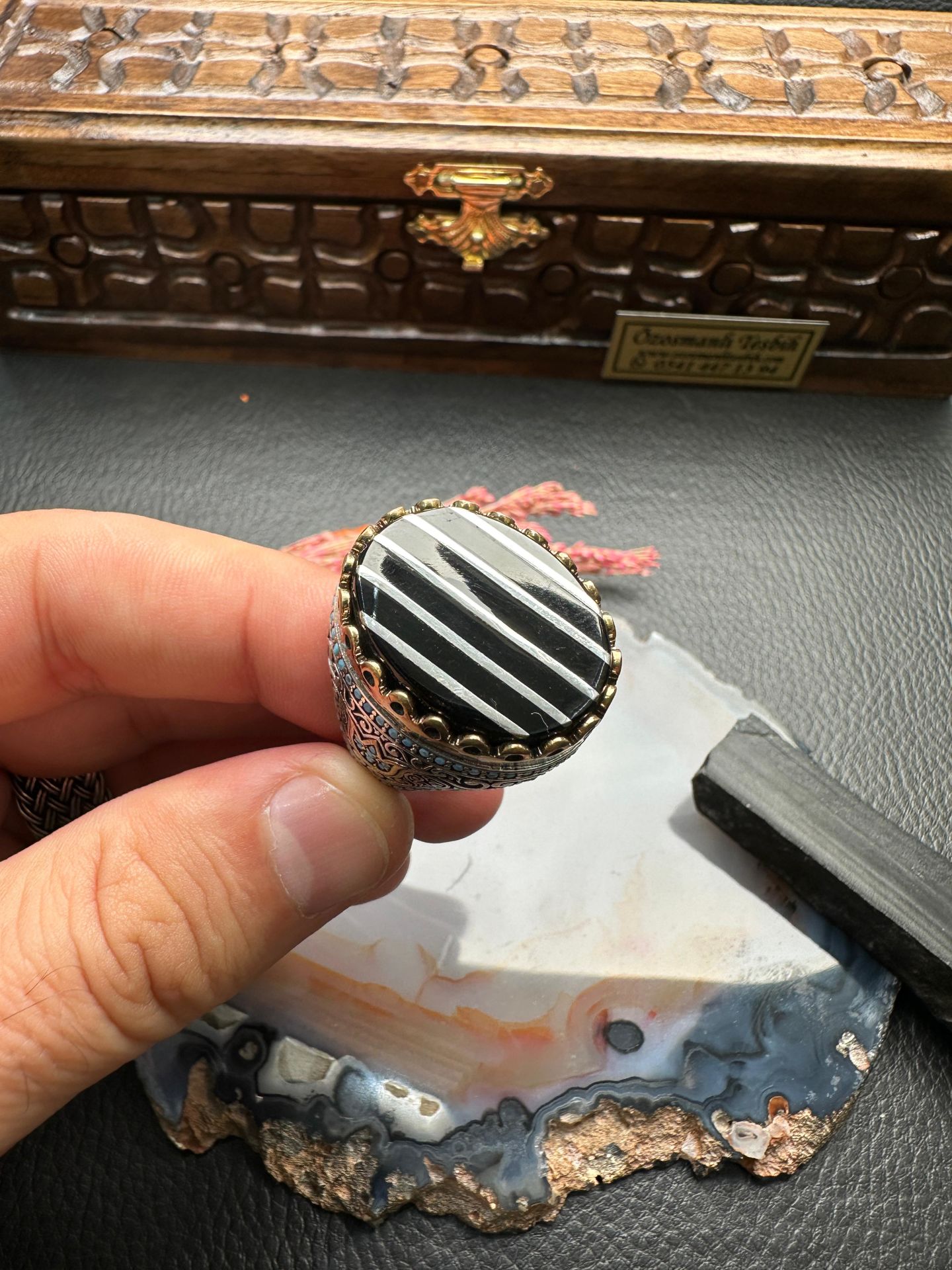 Özel Tasarım Erzurum Oltu Taşlı Gümüş Yüzük