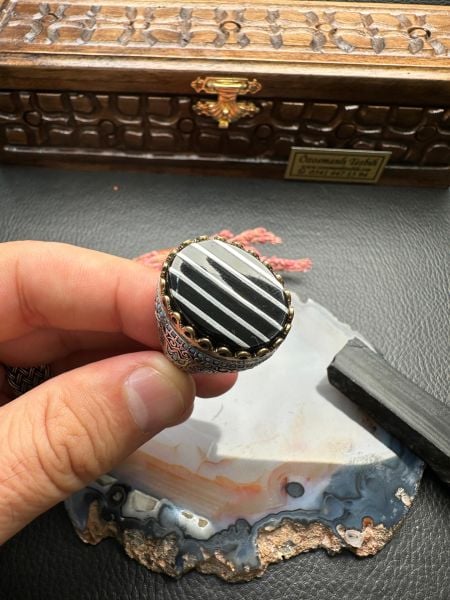 Özel Tasarım Erzurum Oltu Taşlı Gümüş Yüzük