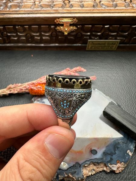 Özel Tasarım Erzurum Oltu Taşlı Gümüş Yüzük