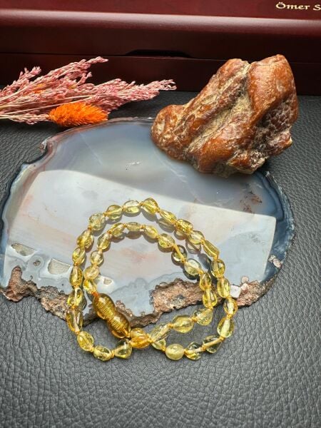 Damla Kehribar Bebek Diş Kolyesi