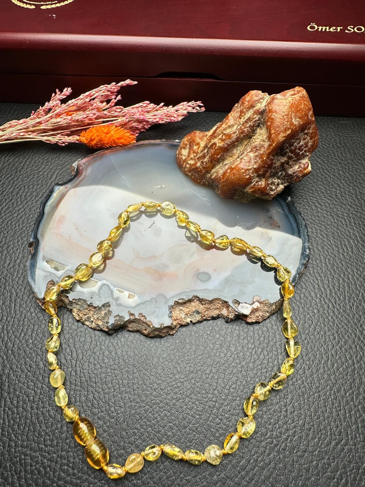 Damla Kehribar Bebek Diş Kolyesi