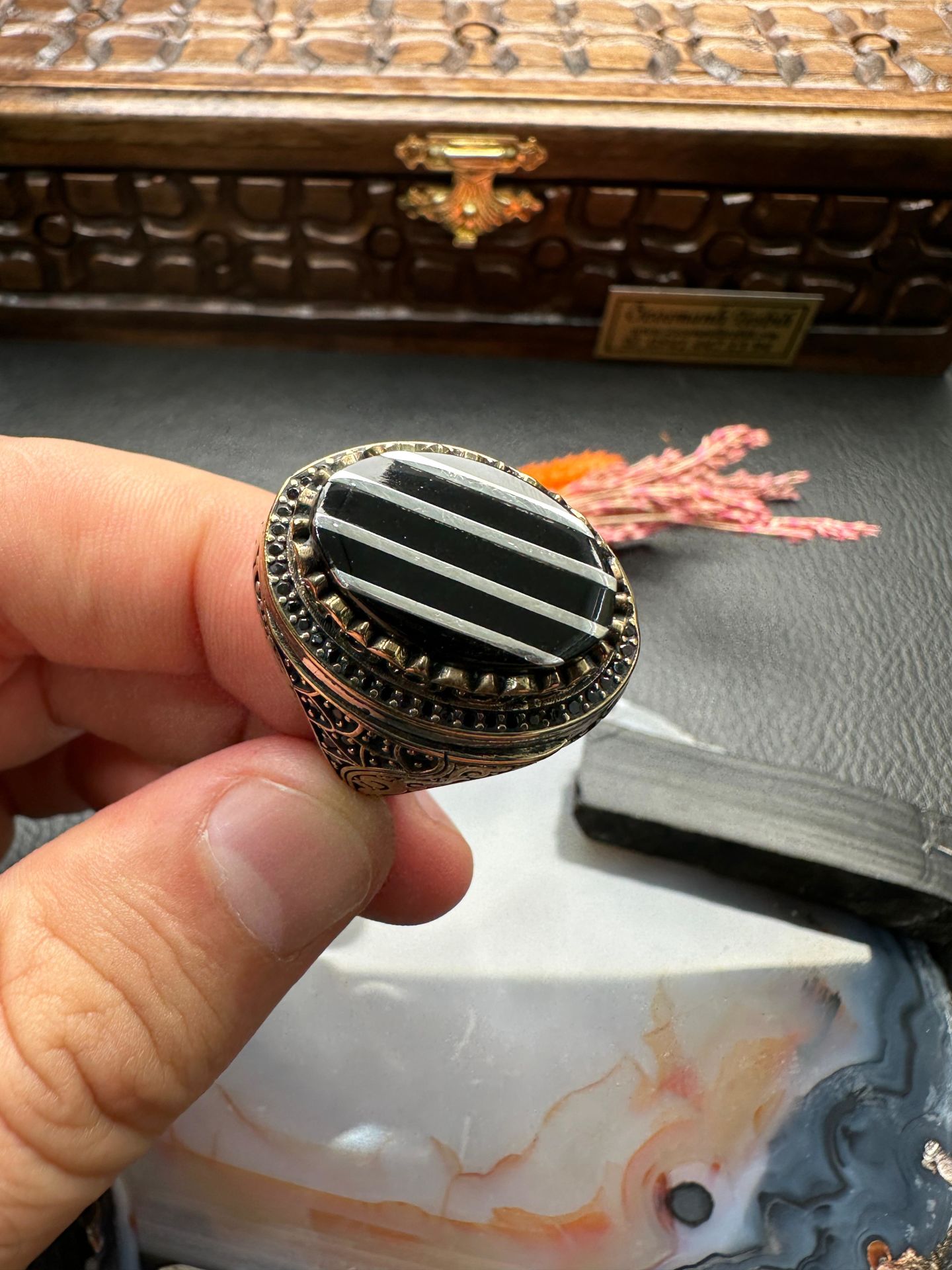 Özel Tasarım Erzurum Oltu Taşlı Gümüş Yüzük