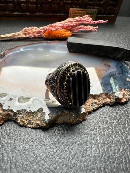 Özel Tasarım Erzurum Oltu Taşlı Gümüş Yüzük