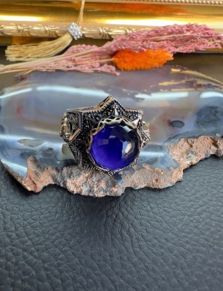 Safir Taşlı Gümüş Yüzük