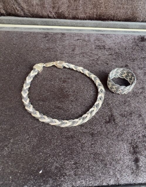 Siyah Beyaz 1000 Ayar Kazaz Bileklik ve Kolye Set