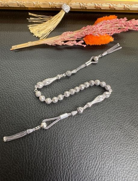 Özel Tasarım Küre Model  Zaza Gümüş Tesbih