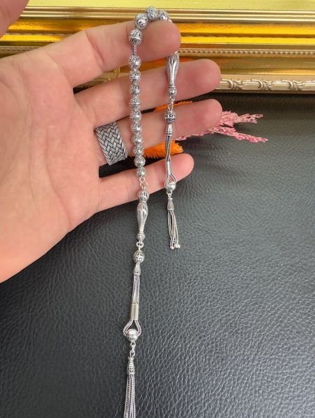 Özel Tasarım Küre Model  Zaza Gümüş Tesbih