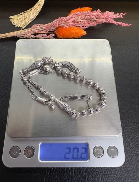 Özel Tasarım Küre Model  Zaza Gümüş Tesbih