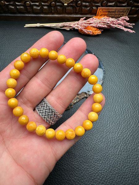 Eskitme Model Damla Kehribar Bileklik