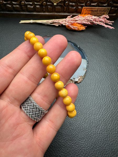 Eskitme Model Damla Kehribar Bileklik