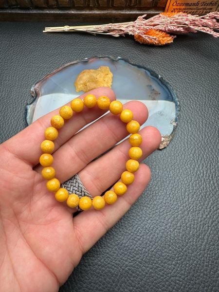 Eskitme Model Damla Kehribar Bileklik