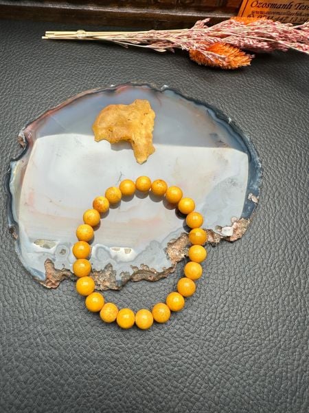 Eskitme Model Damla Kehribar Bileklik