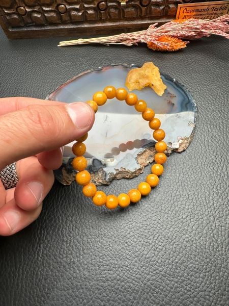 Eskitme Model Damla Kehribar Bileklik