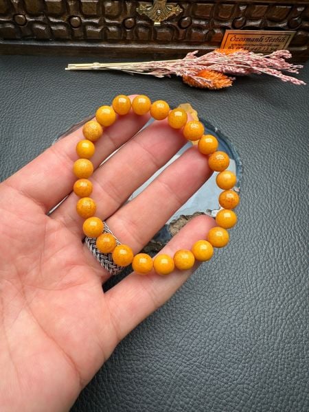 Eskitme Model Damla Kehribar Bileklik