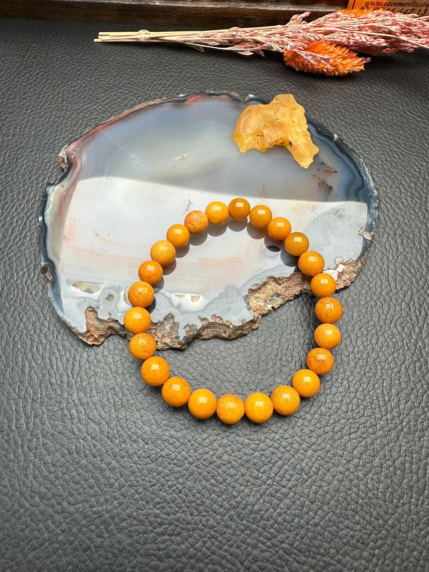 Eskitme Model Damla Kehribar Bileklik