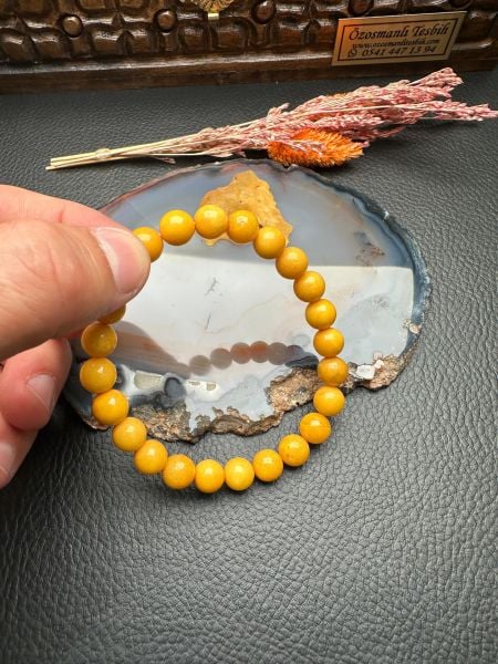 Eskitme Model Damla Kehribar Bileklik