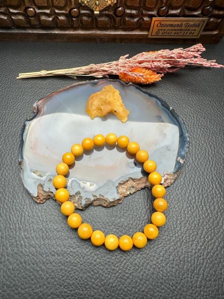 Eskitme Model Damla Kehribar Bileklik