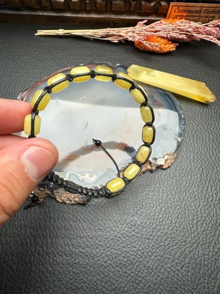 Makrome Örme Damla Kehribar Bileklik