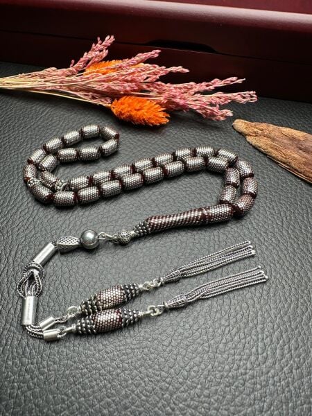 Kapsül Model Gümüş  İşlemeli Kuka Tesbih